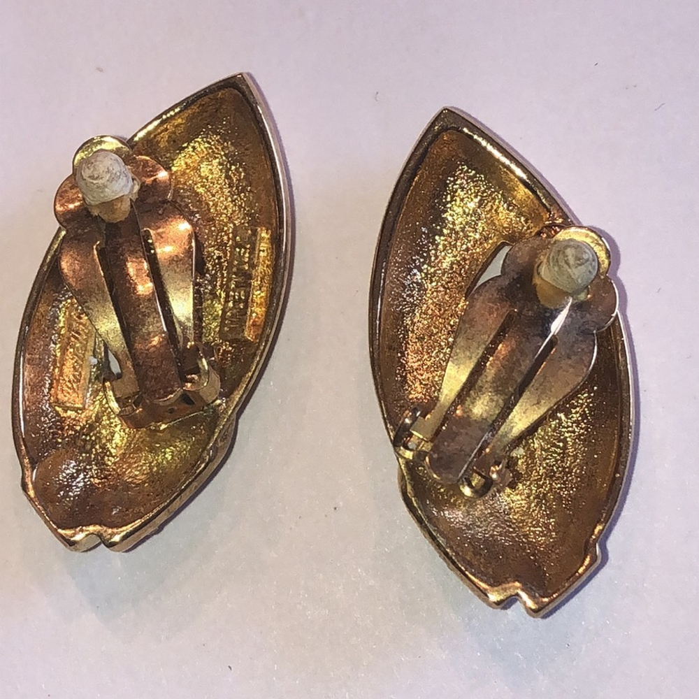 Piscitelli Elegant Vintage Gold Tone CZ Rhinestone Retro Clip On Earrings - Picture 4 of 6
